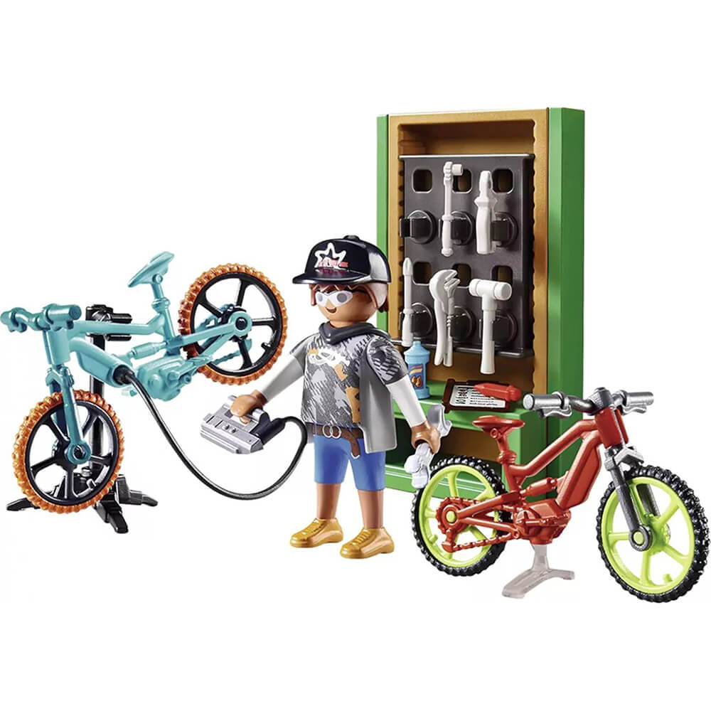 playmobil fahrradtasche PLAYMOBIL City Life Bike Workshop Gift Set (70674)