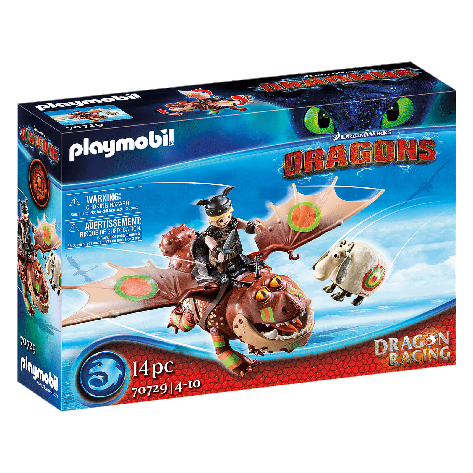 PLAYMOBIL DreamWorks Dragons Race to the Edge Dragon Racing: Fishlegs and Meatlug  (70729)