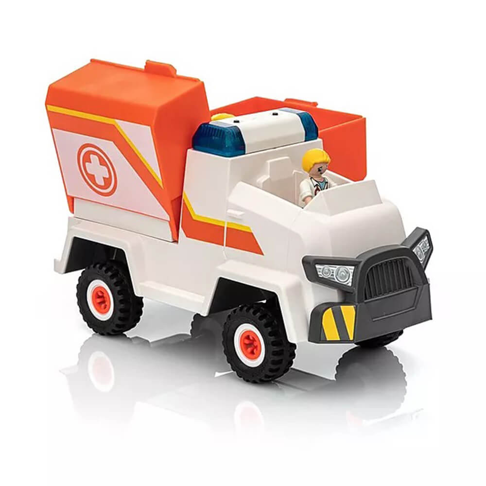 ZIQRA TOYS Friction Powered Ambulance Toy Emergency Vehicle With Open-able Door With Light And Sound Toy For Kids ( White) - Friction Powered Ambulance Toy Emergency Vehicle With Open-able Door With Light