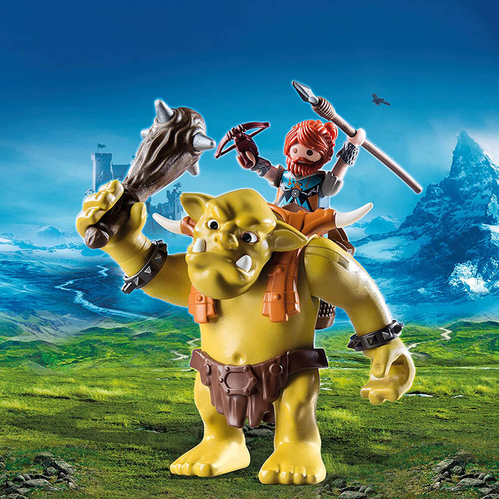PLAYMOBIL Dwarf Kingdom Giant Troll with Dwarf Fighter (9343)