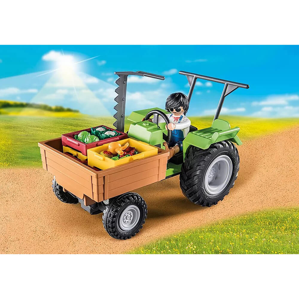 PLAYMOBIL Farm Harvester Tractor with Trailer Playset (71249)