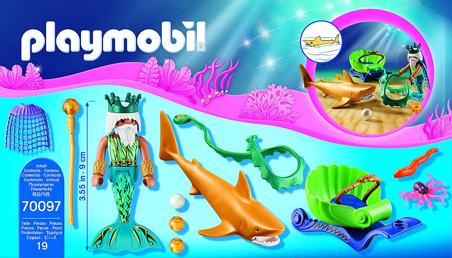 PLAYMOBIL Magical Mermaids King of the Sea with Shark Carriage (70097)