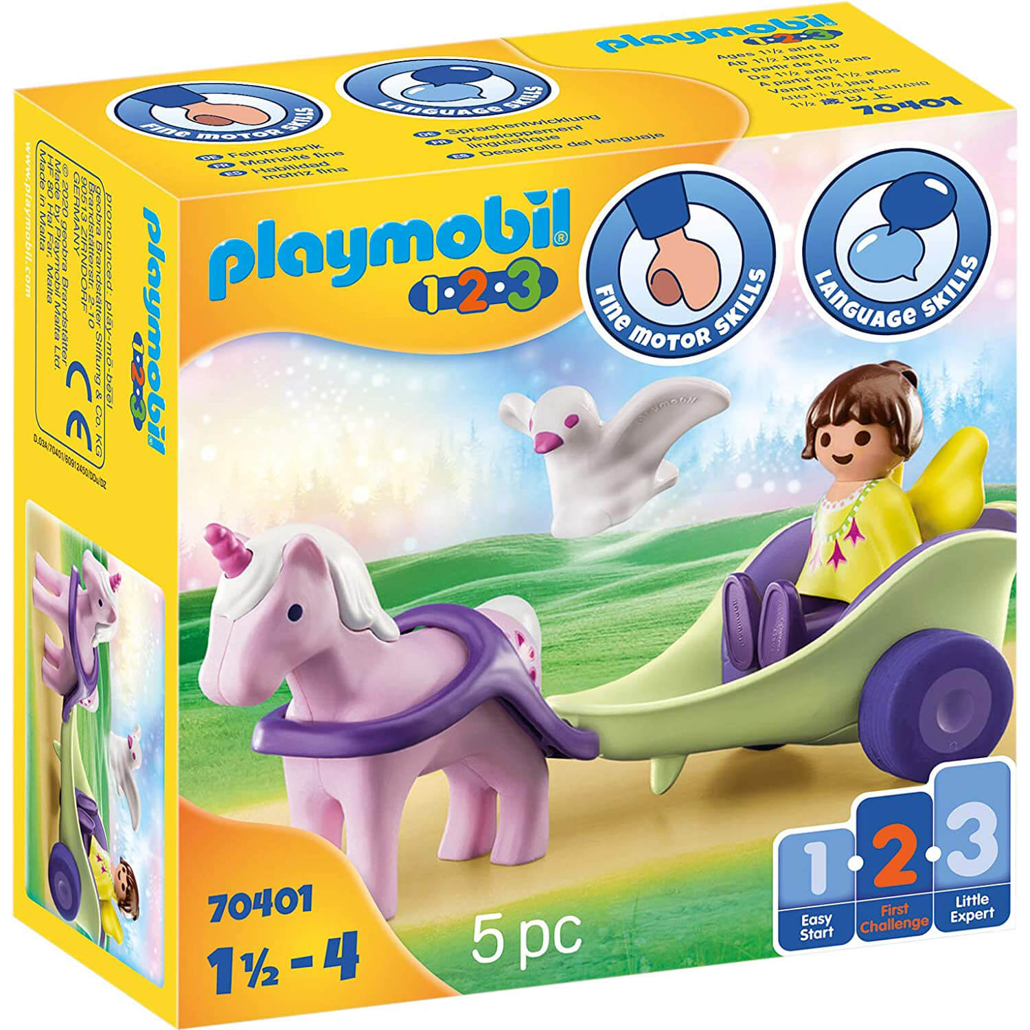 PLAYMOBIL PLAYMOBIL 1.2.3 Unicorn Carriage with Fairy (70401)