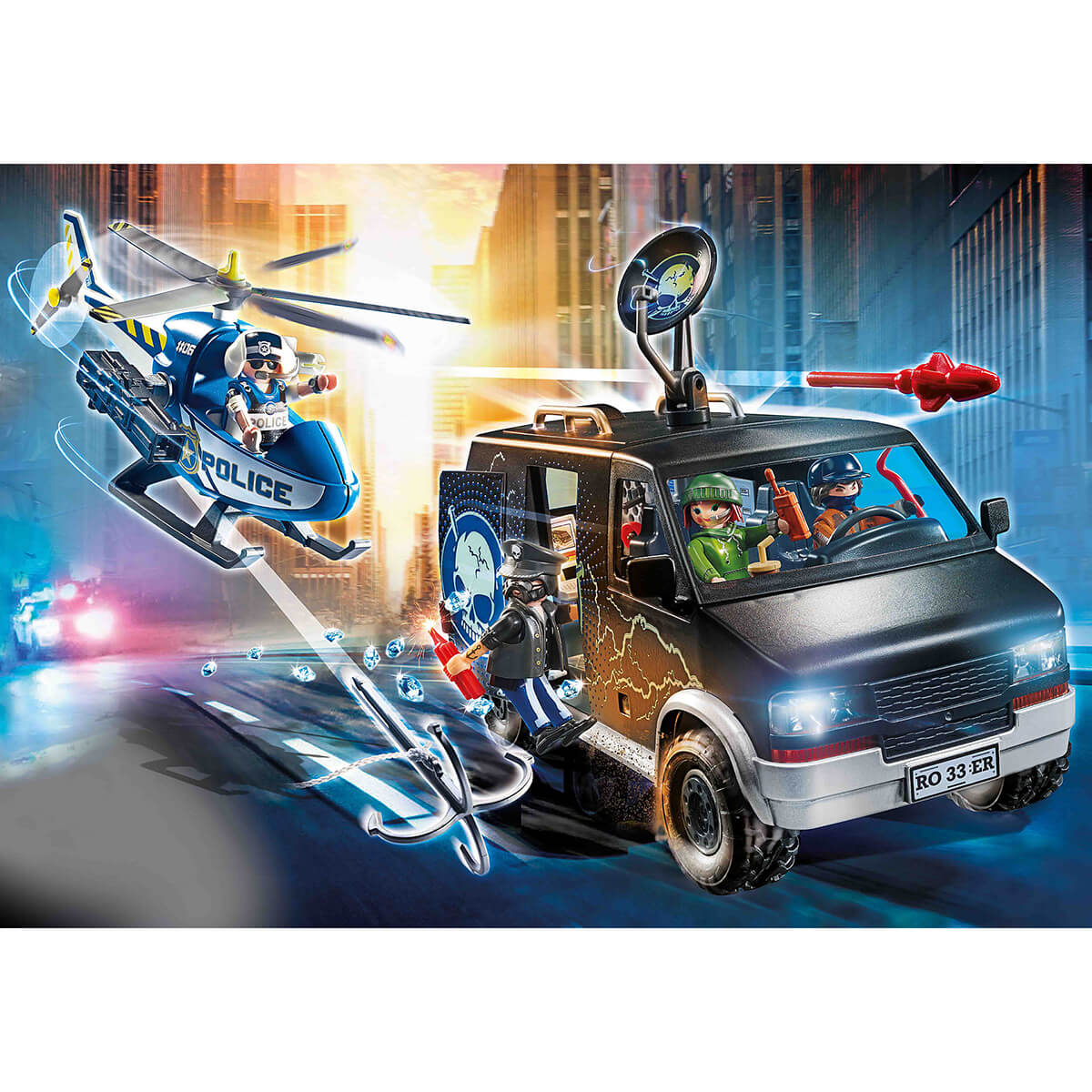 PLAYMOBIL Police Helicopter Pursuit with Runaway Van (70575)