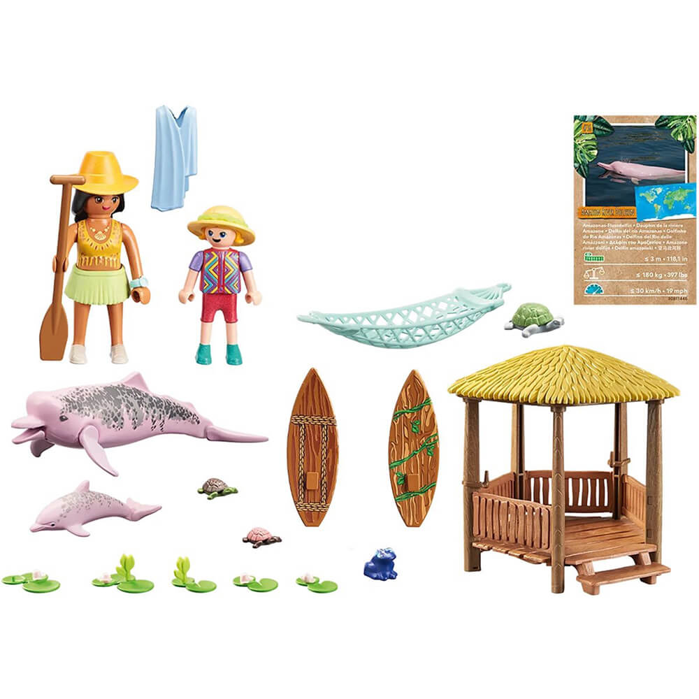 playmobil hängematte PLAYMOBIL Promo Packs Wiltopia Paddling Tour with River Dolphins Playset (71143) – Maziply Toys