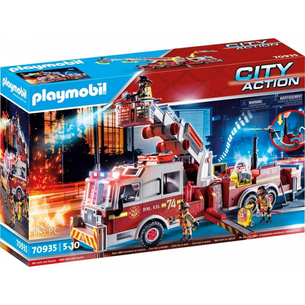 Playmobil Rescue Vehicles Fire Engine with Tower Ladder Playset (70935)