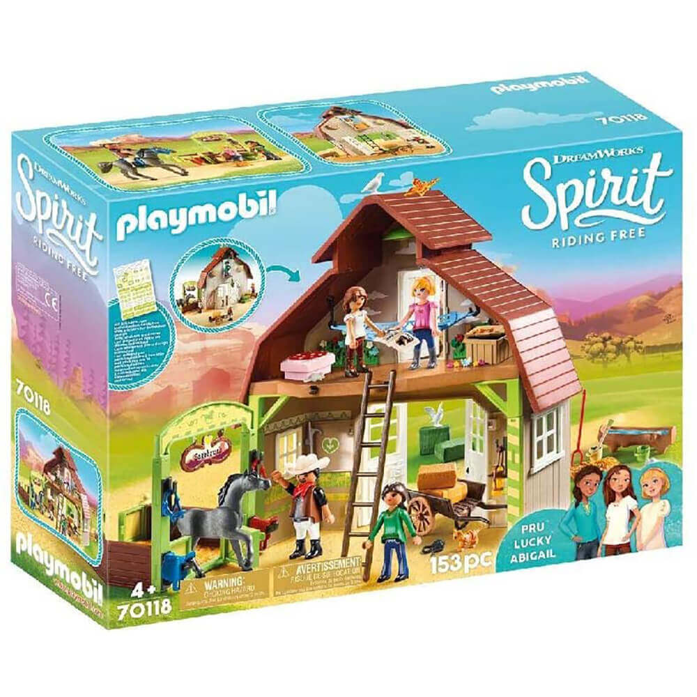 PLAYMOBIL Spirit Riding Free Barn with Lucky, Pru & Abigail (70118)