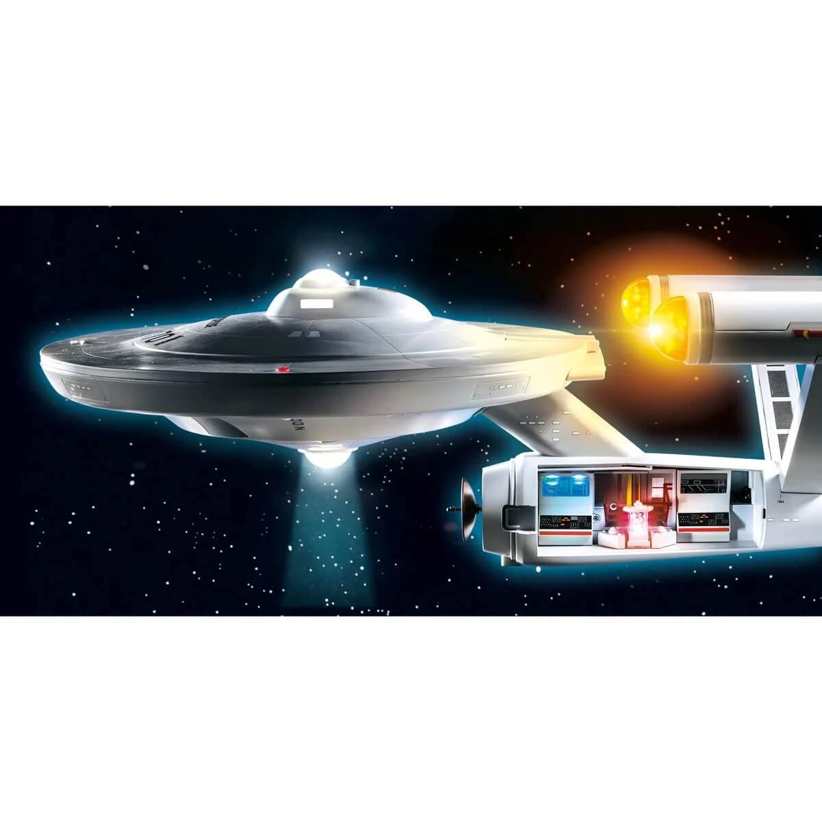Features the bridge and nacelles lighting up on the U.S.S. Enterprise NCC-1701