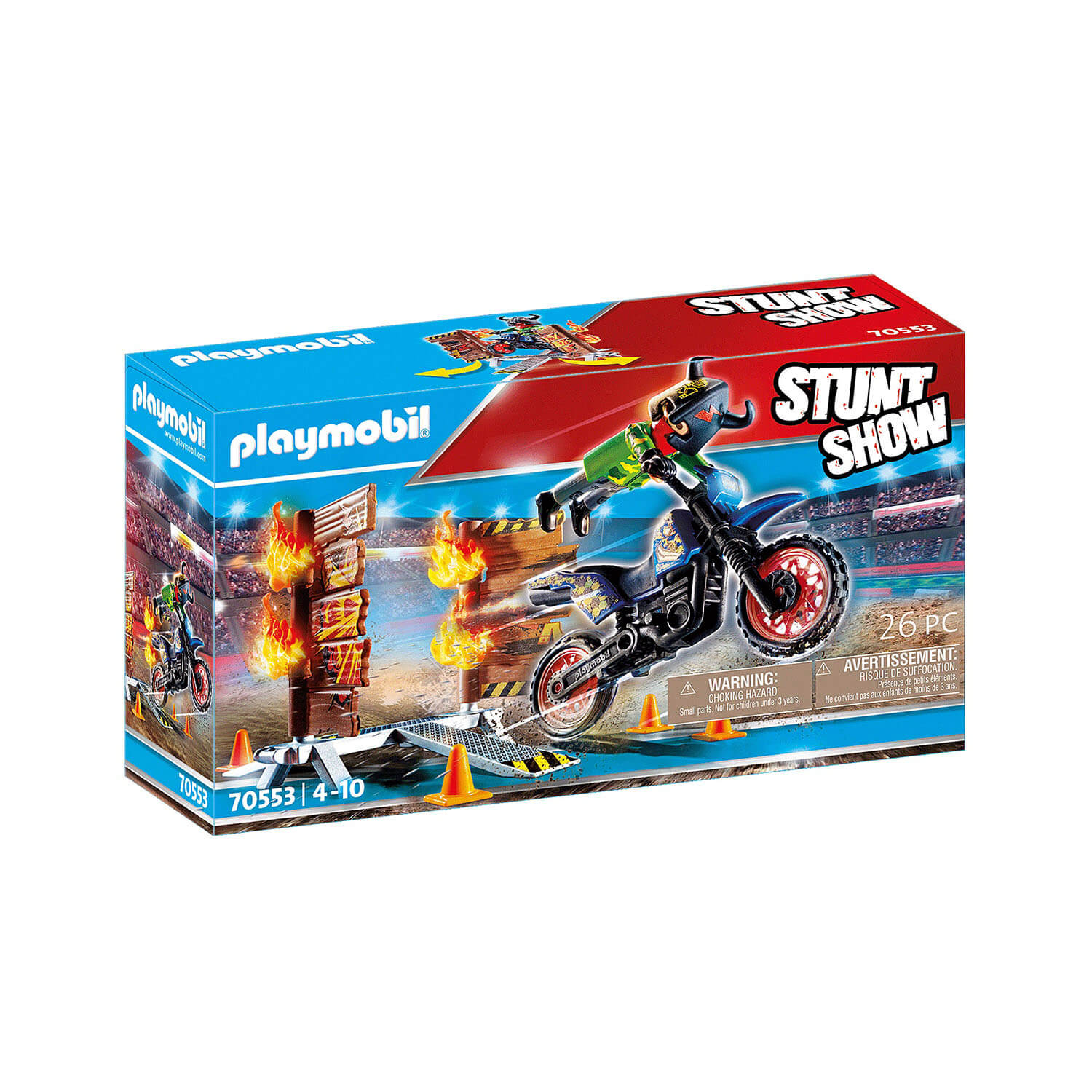 PLAYMOBIL Stunt Show Motocross with fiery Wall (70553)