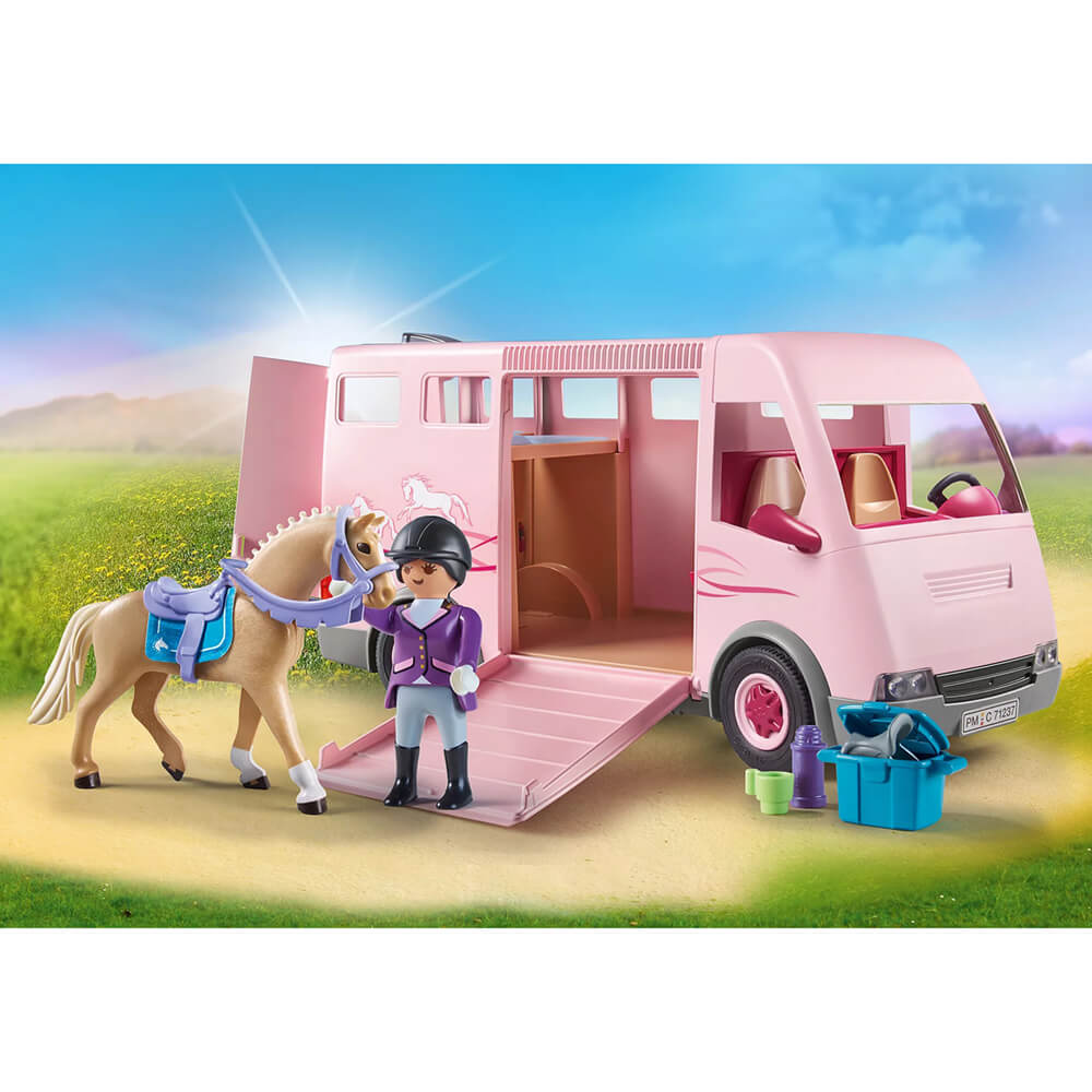 PLAYMOBIL World of Horses Horse Transporter with Trailer Playset (71237)