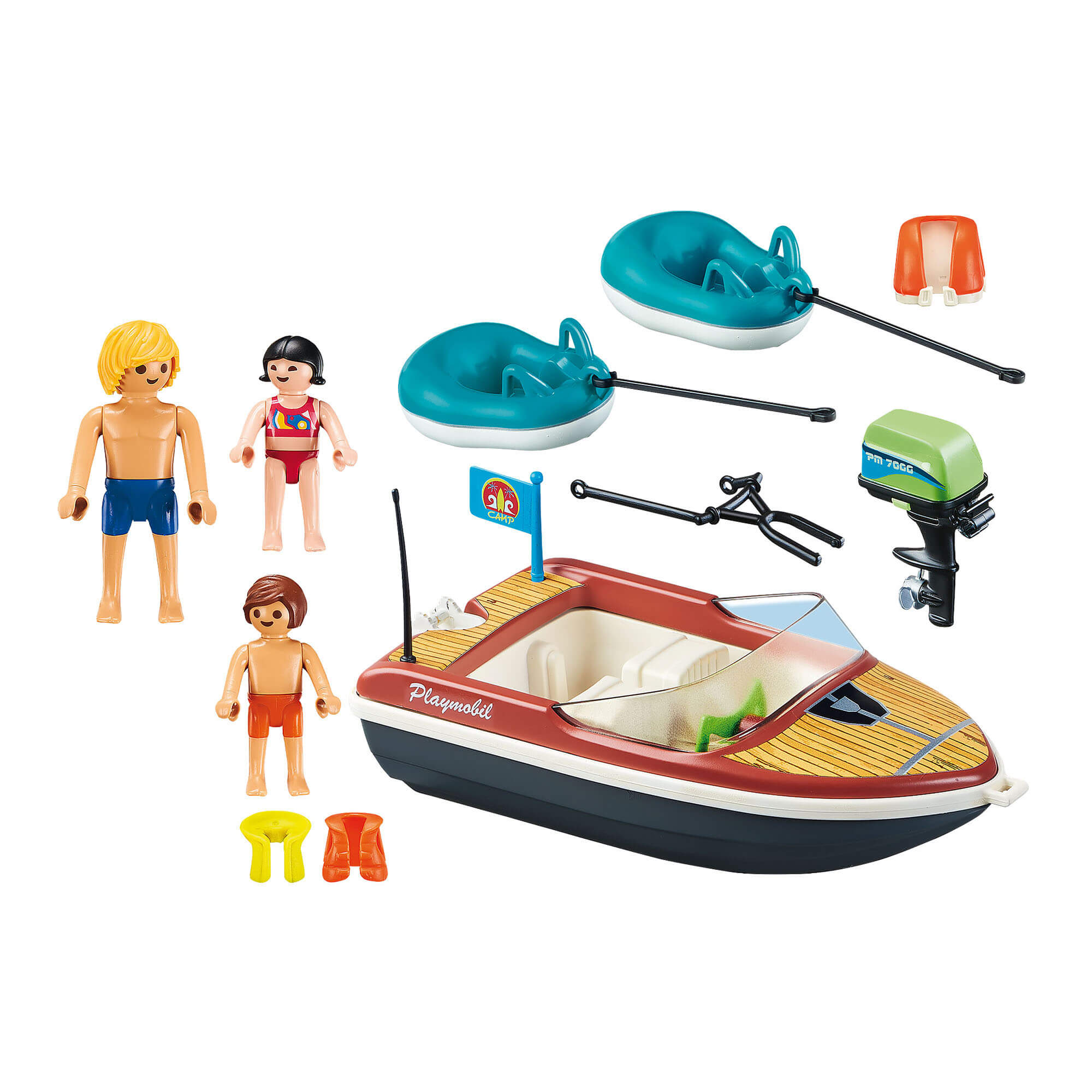 PLAYMOBIL Camping Speedboat with Tube Riders (70091)