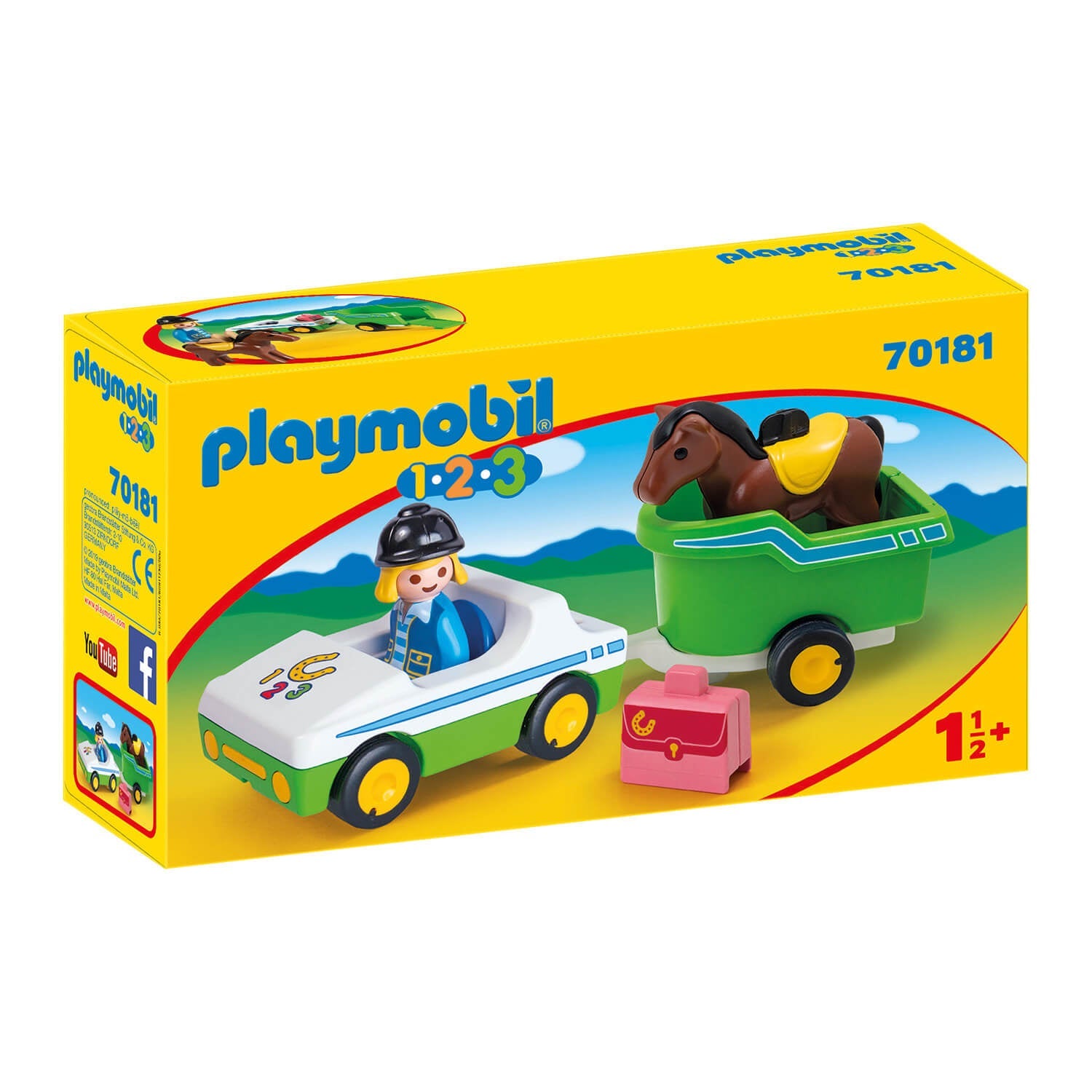 PLAYMOBIL 1.2.3 Car with Horse Trailer (70181)