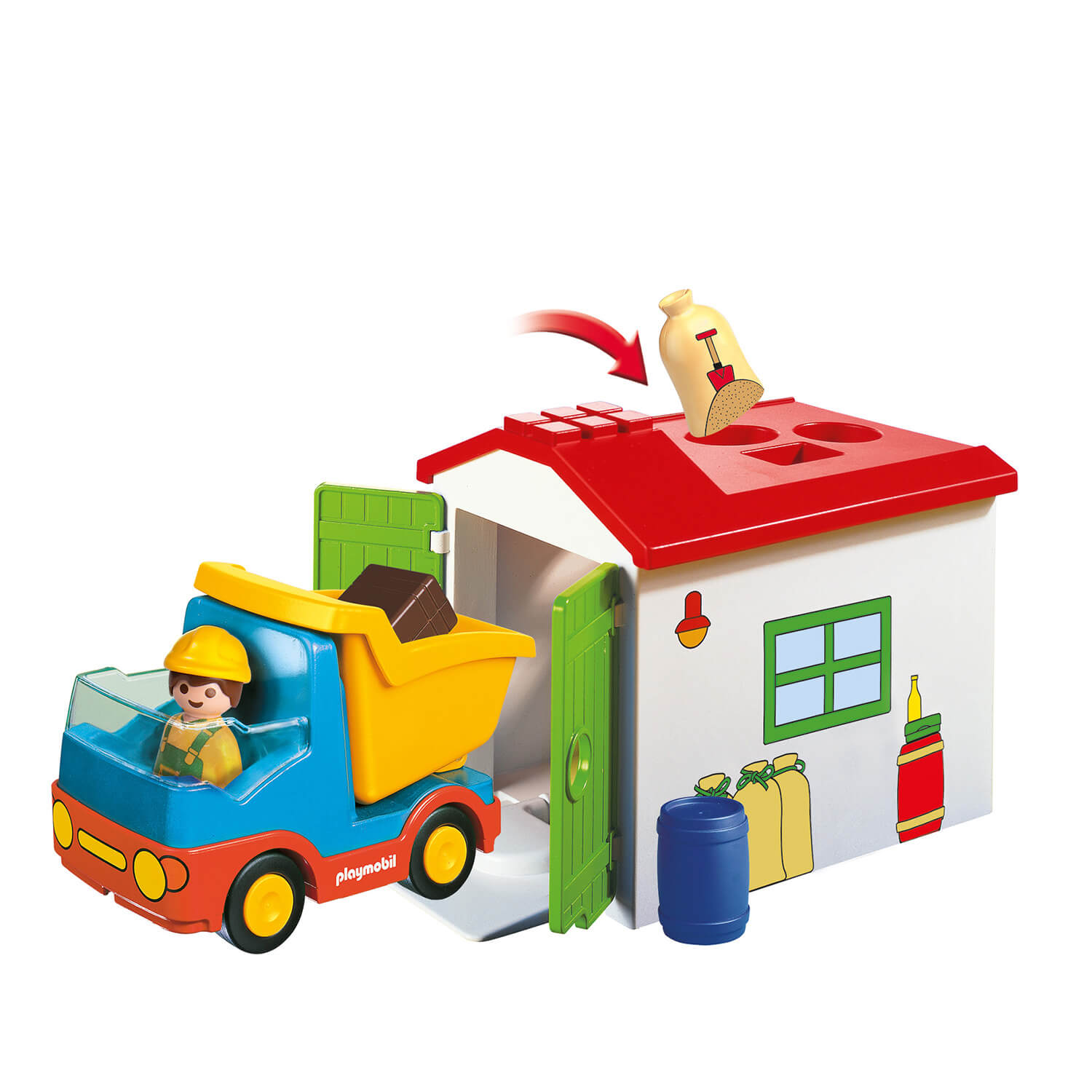 PLAYMOBIL 1.2.3 Construction Truck with Garage (70184)