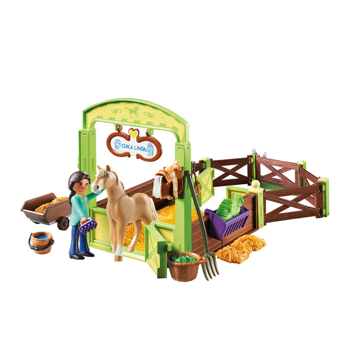 PLAYMOBIL Spirit Pru & Chica Linda with Horse Stall
