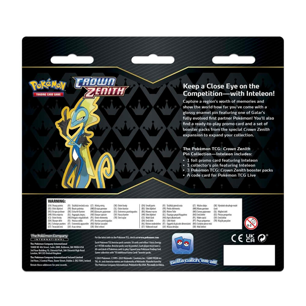 Pokemon TCG Crown Zenith Pin Collection (Inteleon) Maziply Toys Pokemon TCG Crown Zenith Pin Collection (Inteleon) Maziply Toys