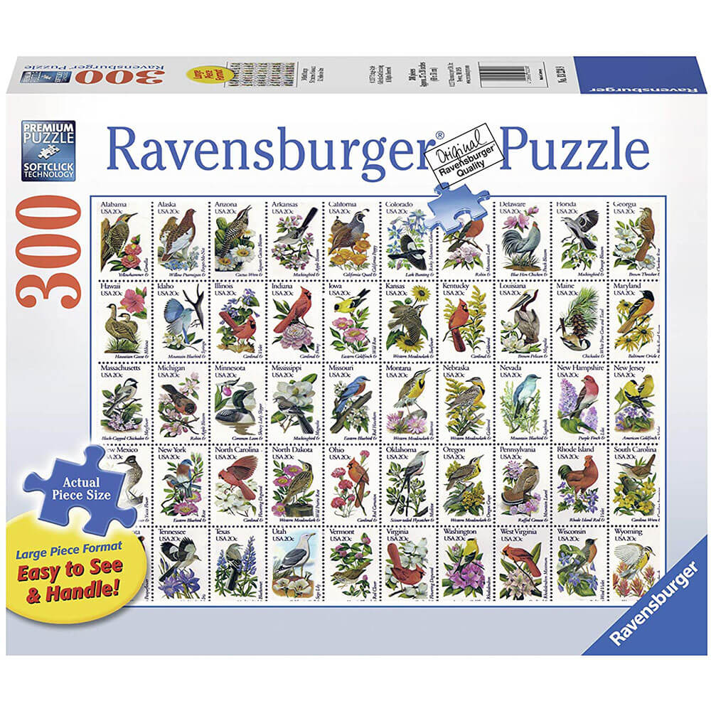 Ravensburger    300 pc Large Format Puzzles - 50 Bird Stamps