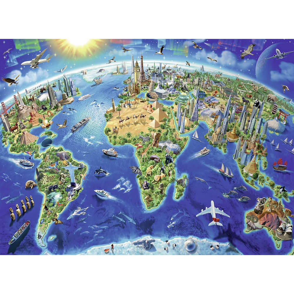 Ravensburger 300 pc Puzzles - World Landmarks Map