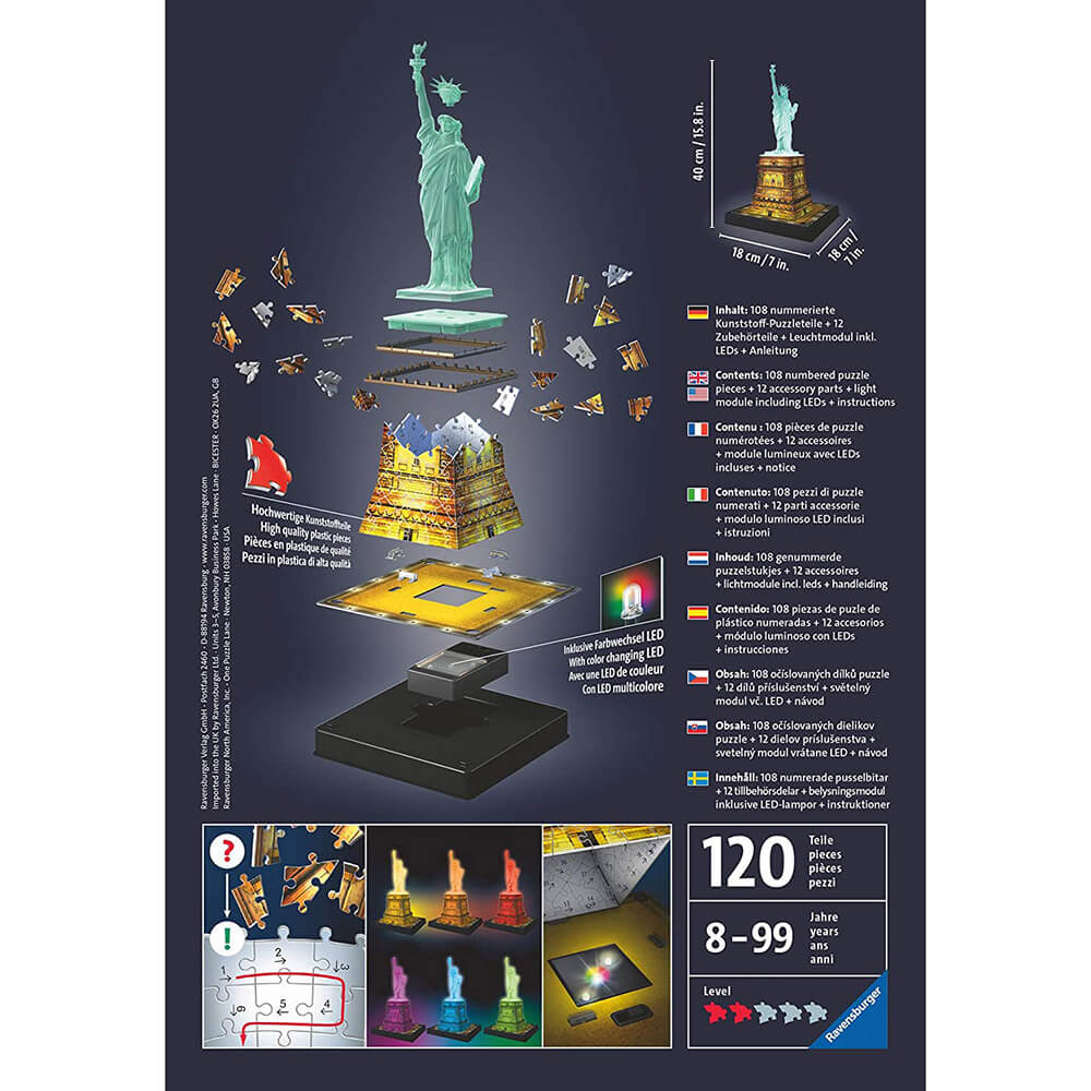 Ravensburger 3D Buildings - Statue of Liberty - Night Edition