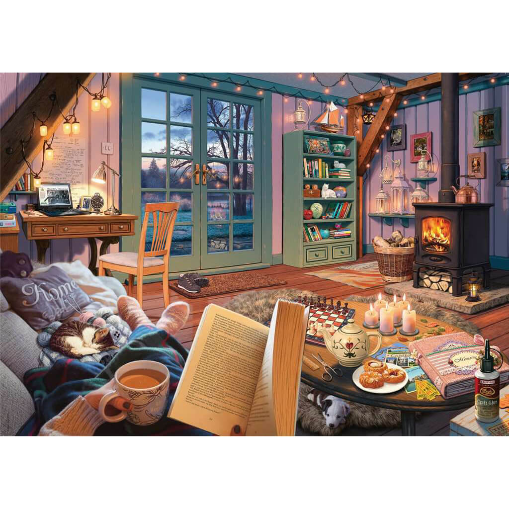 Ravensburger Cozy Wine Terrace 500 Piece Large Format Puzzle