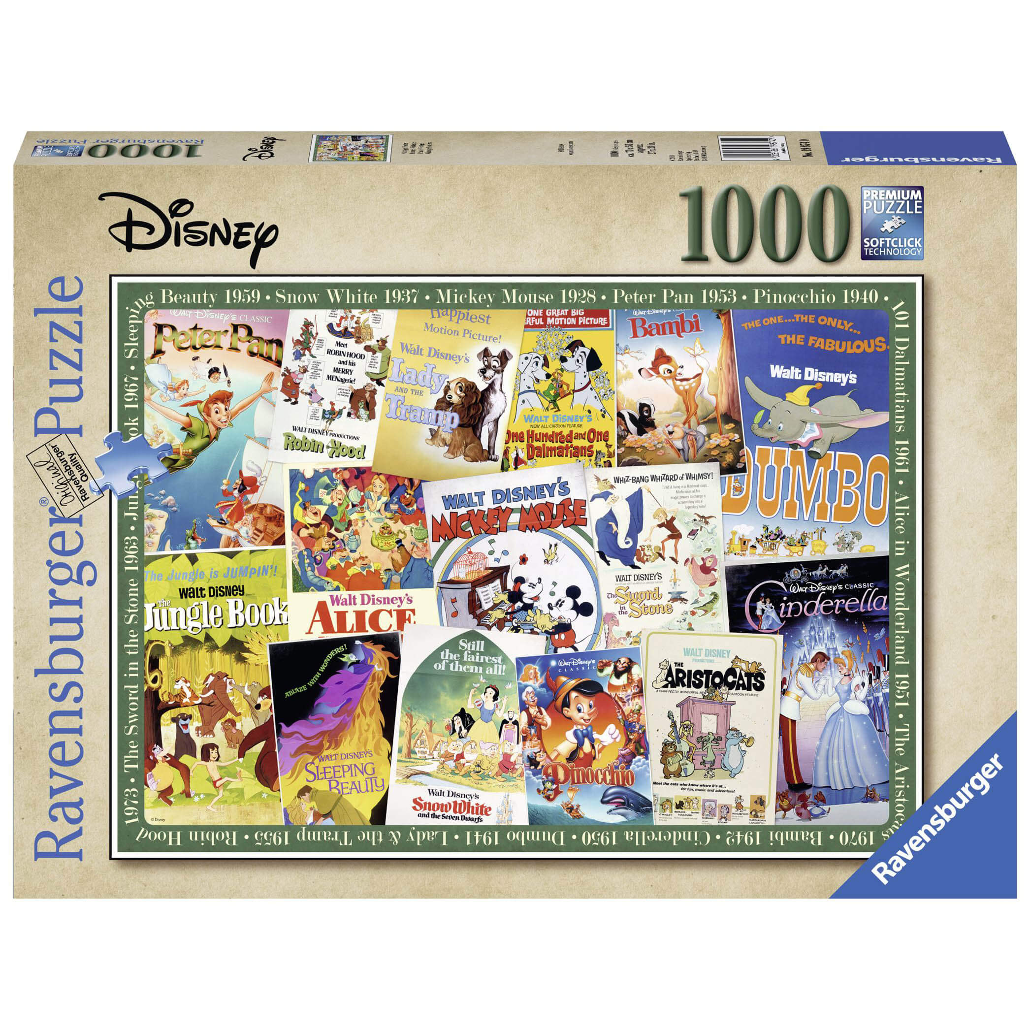Ravensburger Disney Vintage Movie Posters 1000 Piece Jigsaw Puzzle