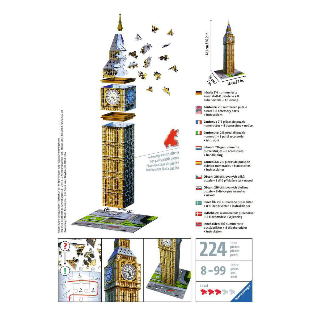 Ravensburger Mini Big Ben 54 Piece 3D Bldg Puzzle