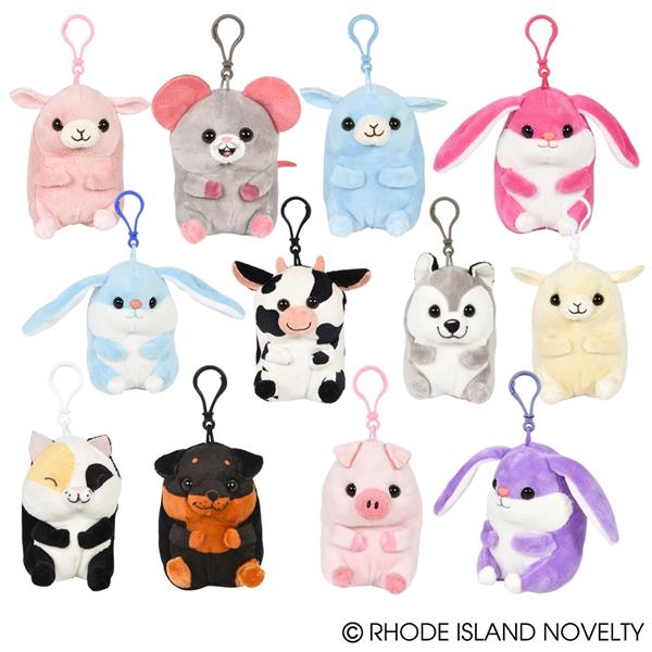 Rhode Island Novelty 4" Belly Buddy Farm Plush Clip (Styles Vary)