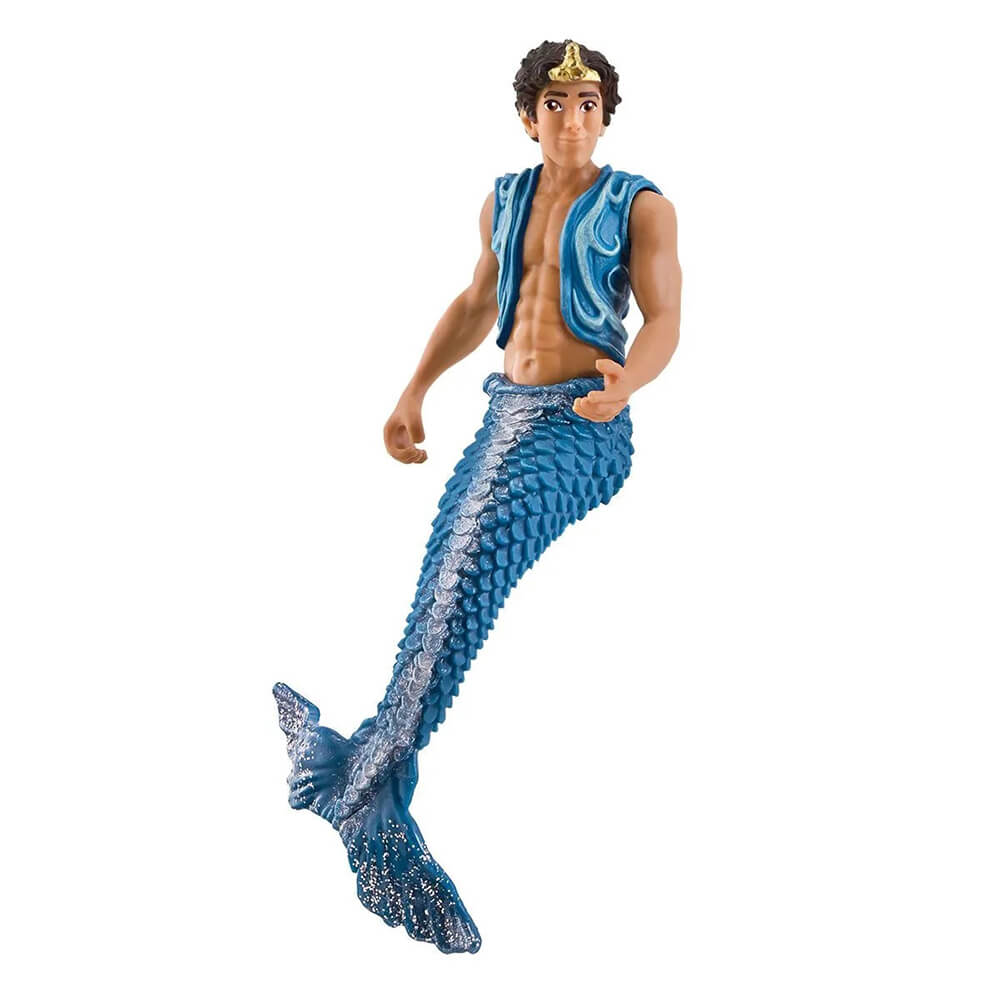 Aryon is a merman with blue scales, fin, and vest. 