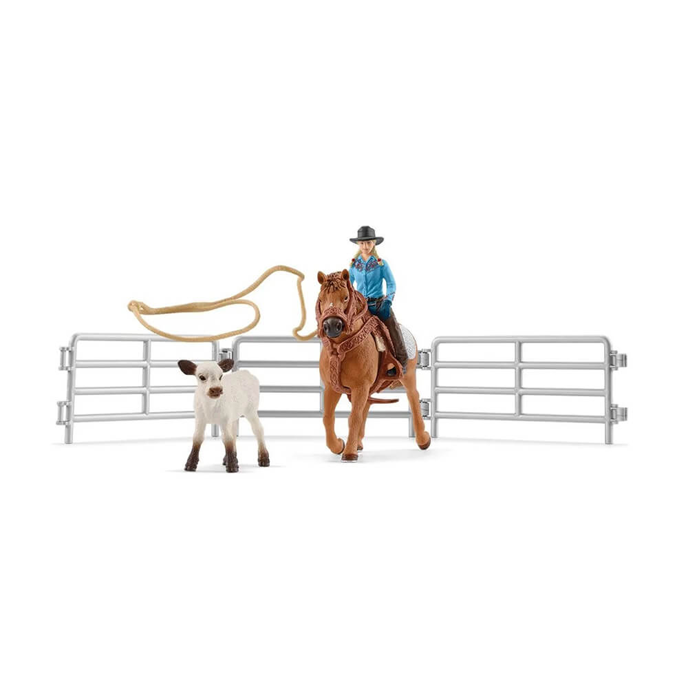 Schleich Farm World Cowgirl Team Roping Fun