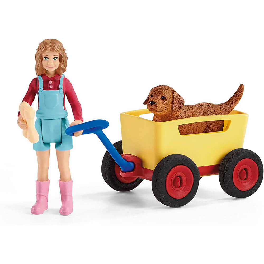 Schleich Farm World Puppy Wagon Ride Playset