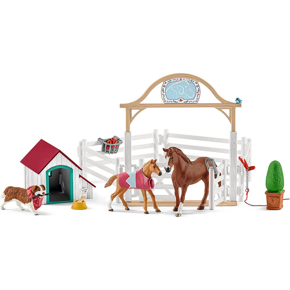 Schleich Horse Club Horse Club Hannah’S Guest Horses with Ruby The Dog Playset