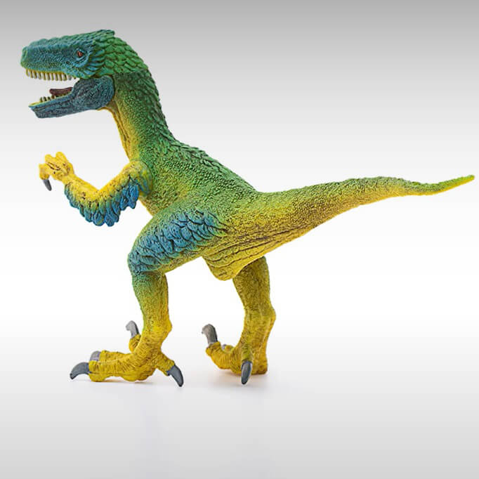 Side to rear view of the Schleich Velociraptor.