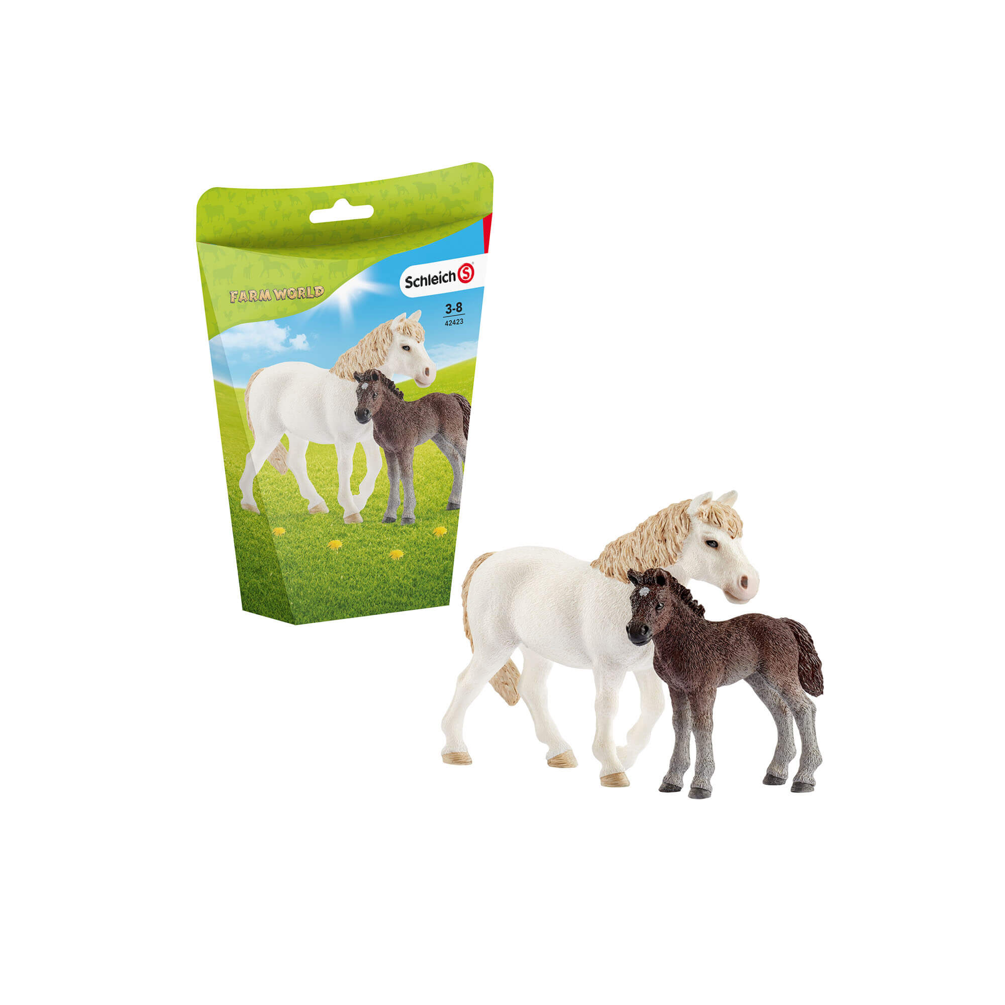 Schleich Farm World Pony Mare And Foal Play Set
