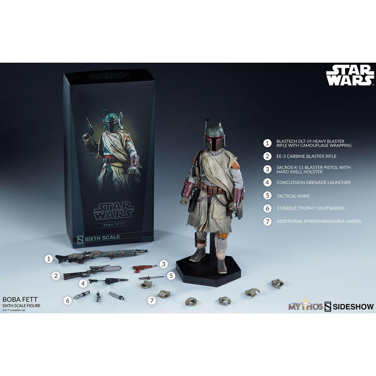 Sideshow Star Wars Mythos Series Boba Fett Sixth Scale Figure