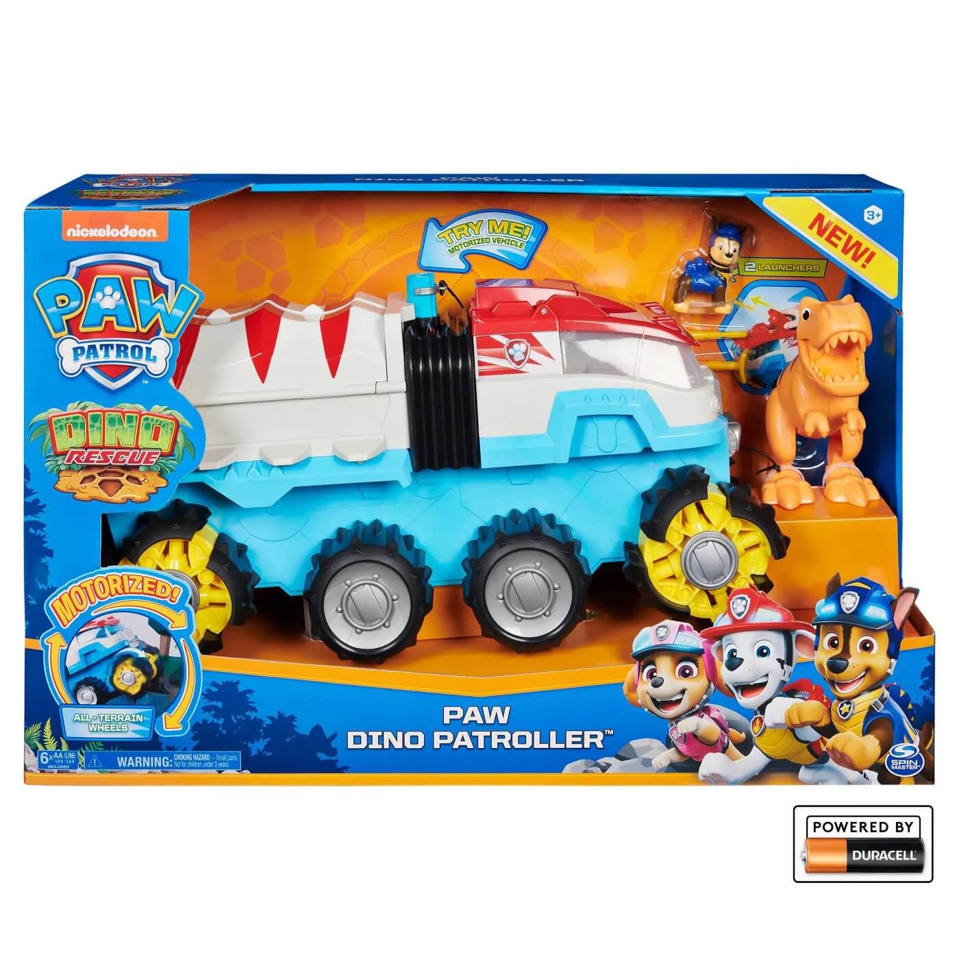 PAW Patrol Dino Rescue Dino Patroller Motorized Team Vehicle with Chase and T-Rex Figures