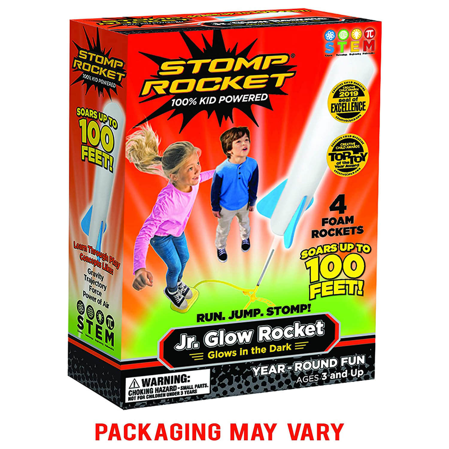 Stomp Rocket Jr. Glow Rocket Launcher with 4 Rockets