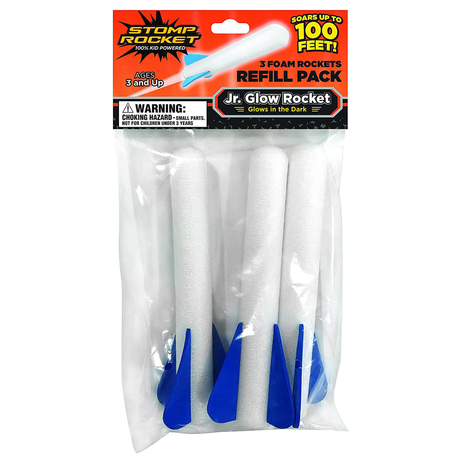 Stomp Rocket Jr. Glow Refill Pack of 3 Rockets