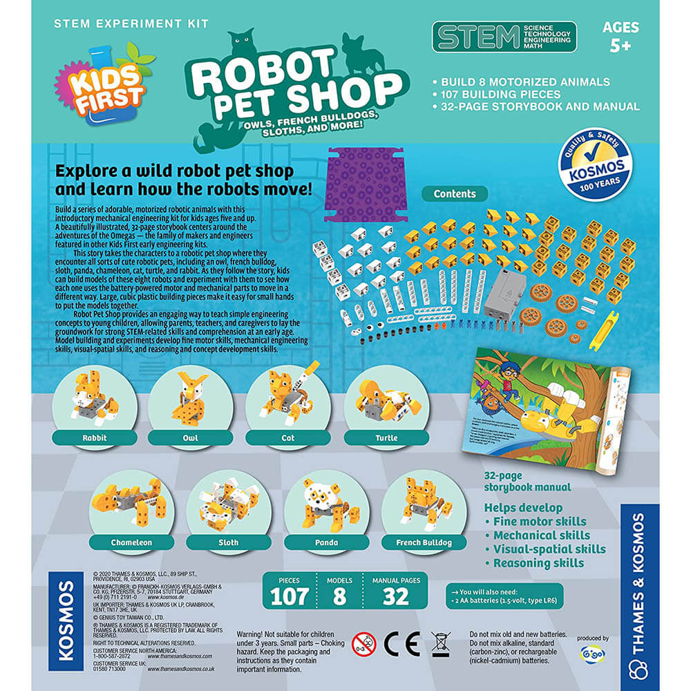Thames and Kosmos Kids First Robot Pet Shop Owls, French Bulldogs, Sloths, and More!