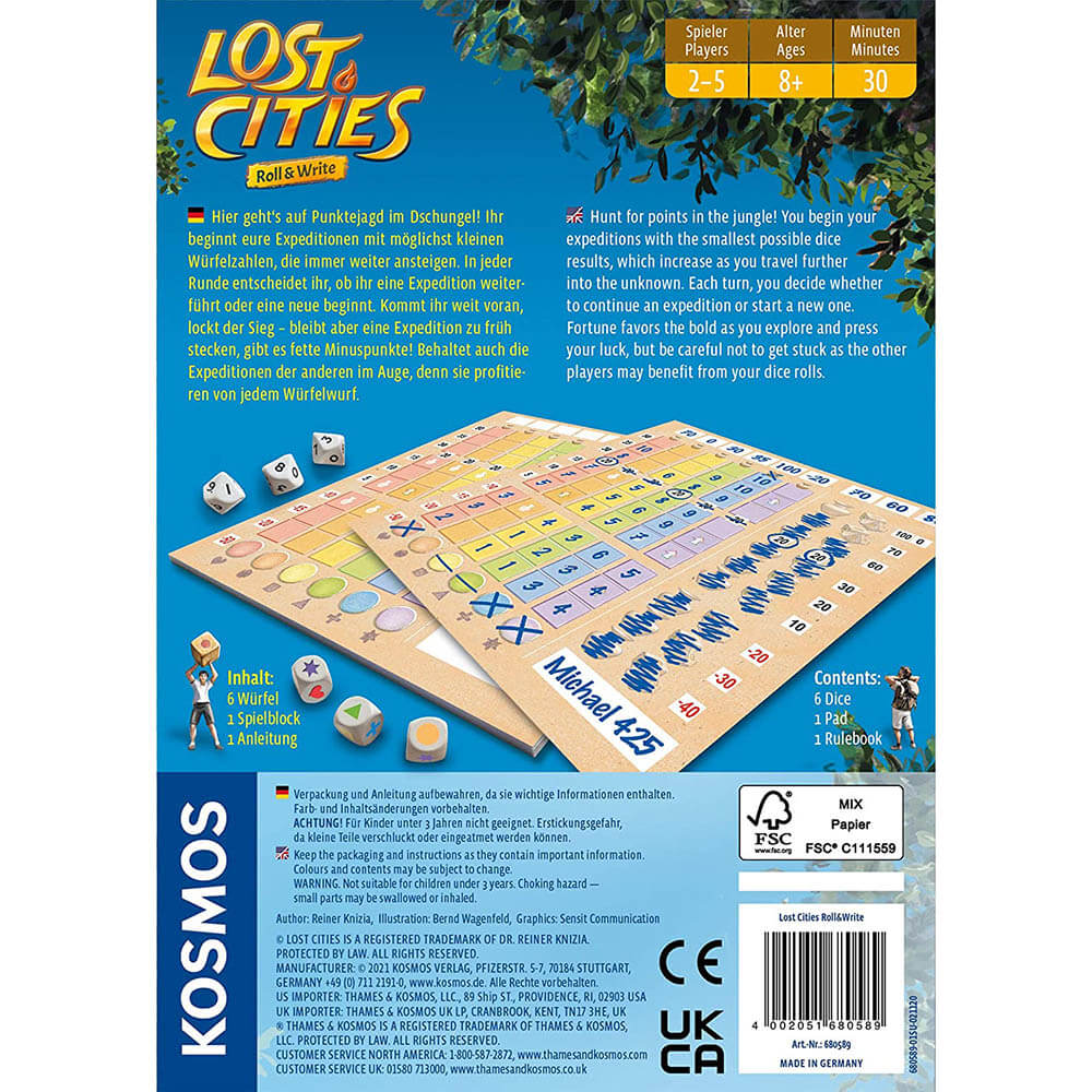 Thames and Kosmos Lost Cities Roll and Write