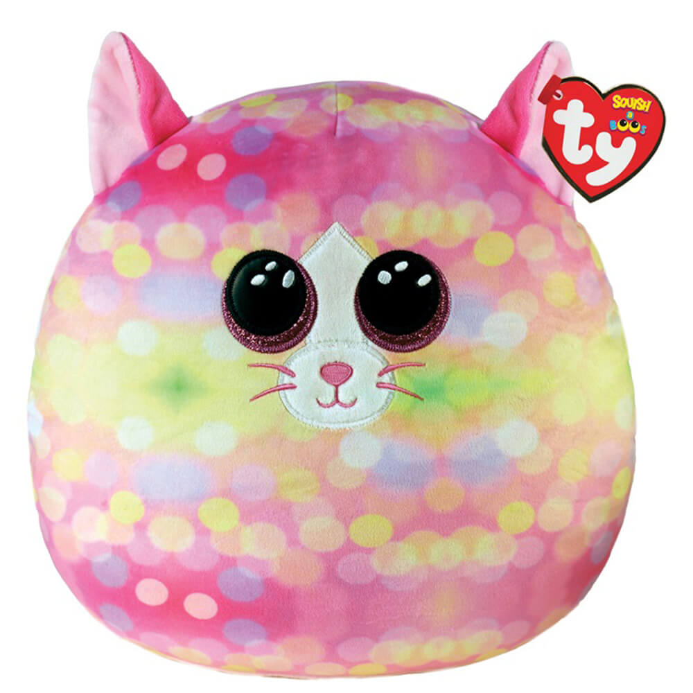 Ty Squishy Beanies Sonny the Pink Multicolored Cat 14" Squish Plush