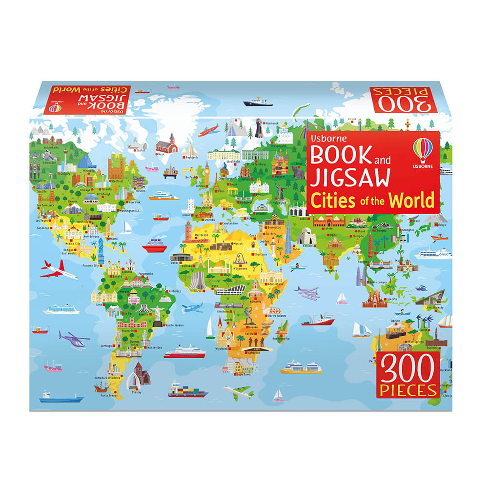 Usborne Cities of the World, Book & Jigsaw Puzzle Box Set