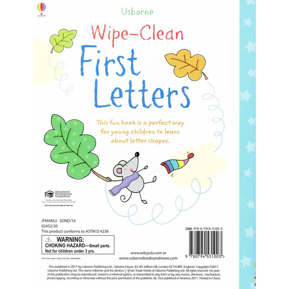 Usborne Wipe-Clean First Letters (Wipe-Clean Books)