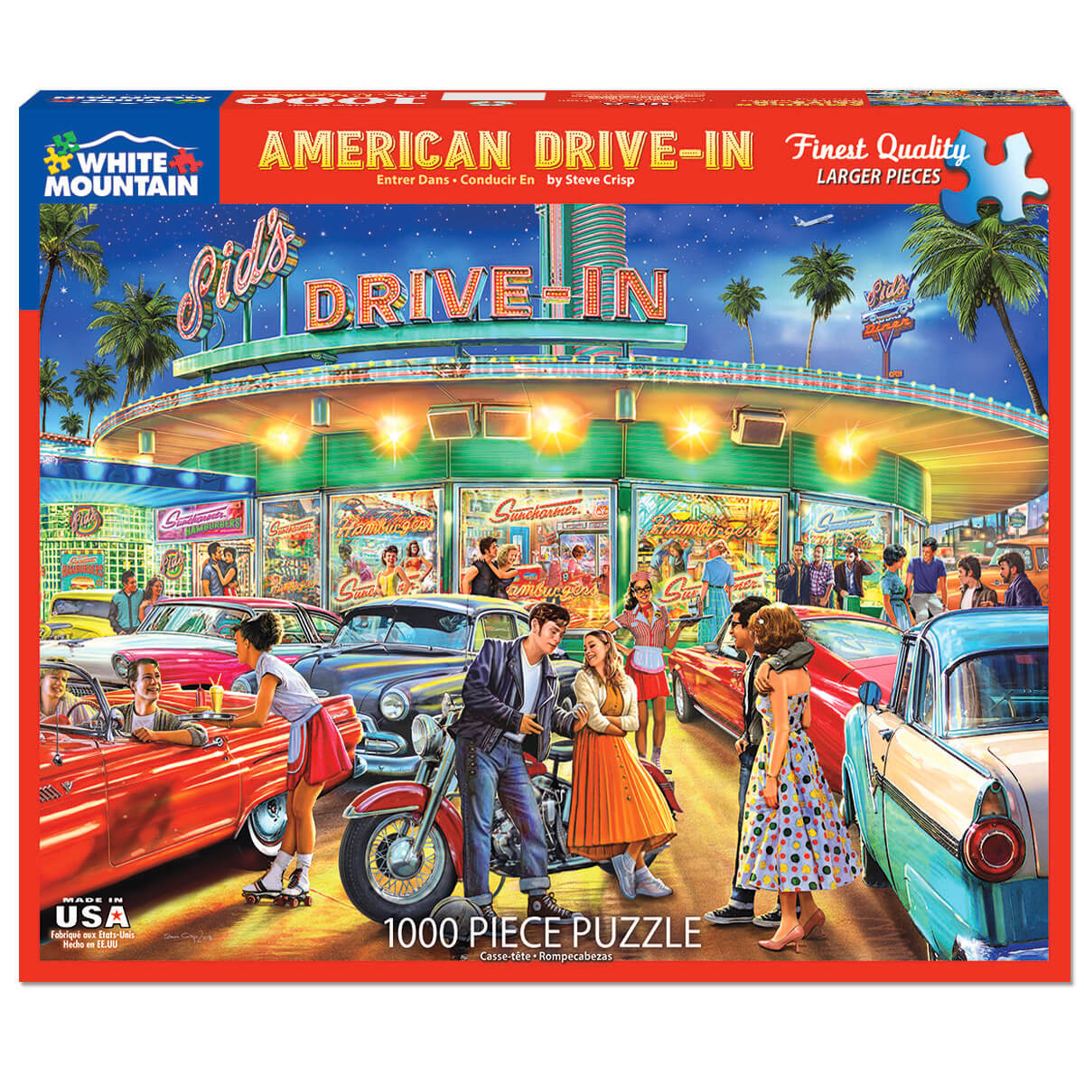 White Mountain Puzzles American Drive-In 1000 Piece Jigsaw Puzzle