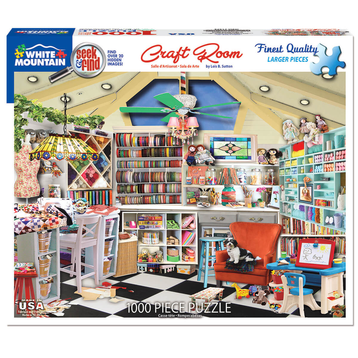White Mountain Puzzles Craft Room Seek and Find 1000 Piece Jigsaw Puzzle