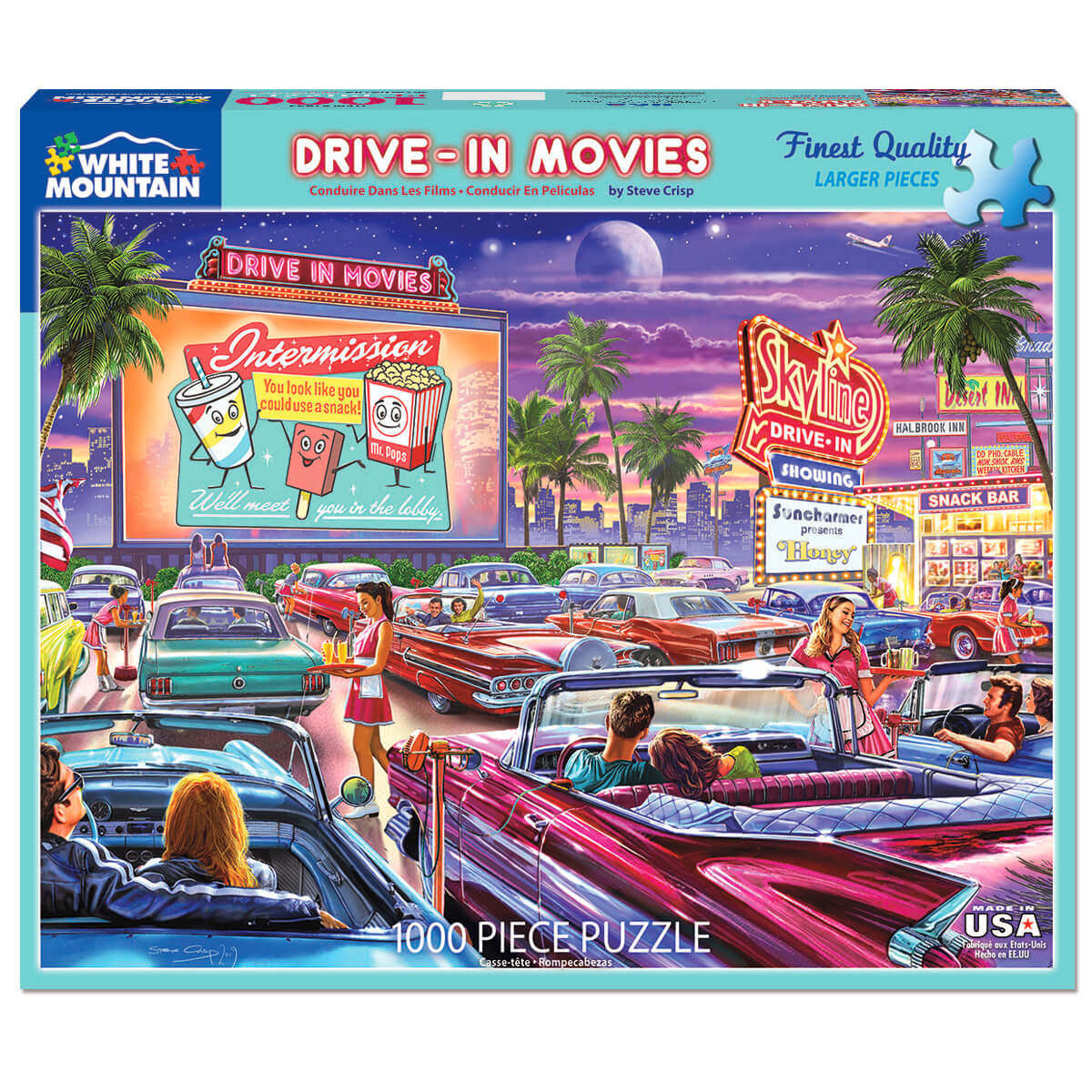 White Mountain Puzzles Drive-In Movie 1000 Piece Jigsaw Puzzle