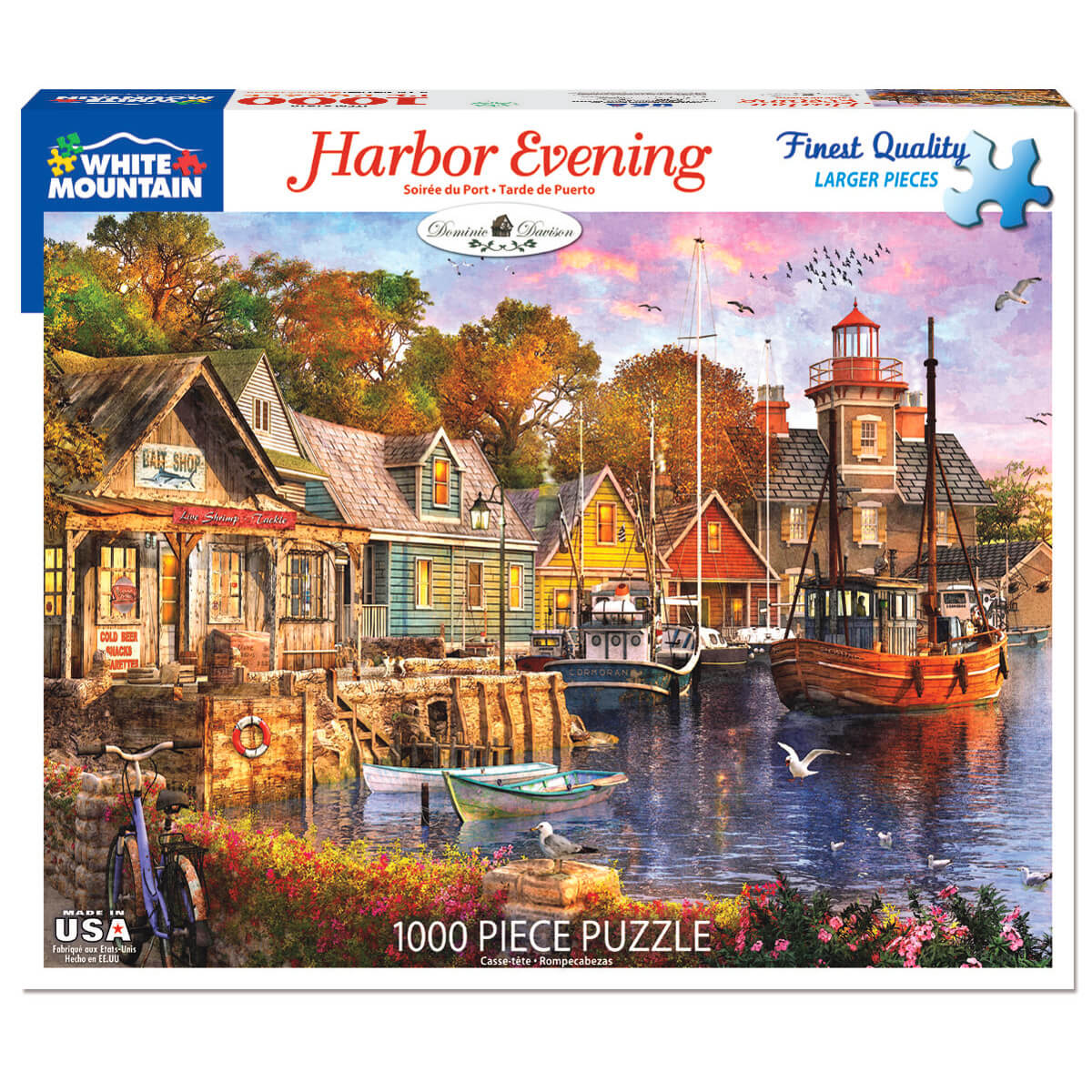 White Mountain Puzzles Harbor Evening 1000 Piece Jigsaw Puzzle