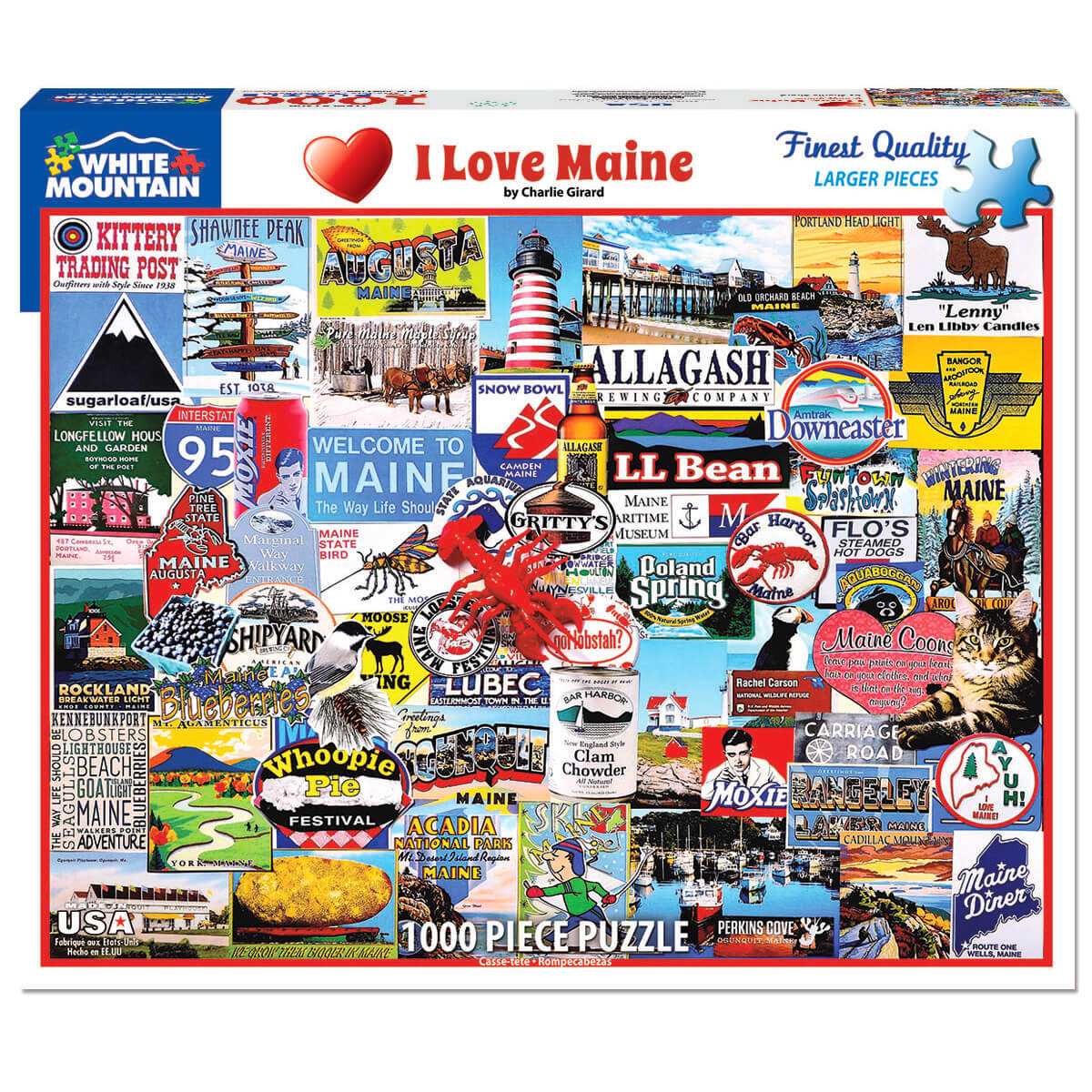 White Mountain Puzzles I Love Maine 1000 Piece Jigsaw Puzzle