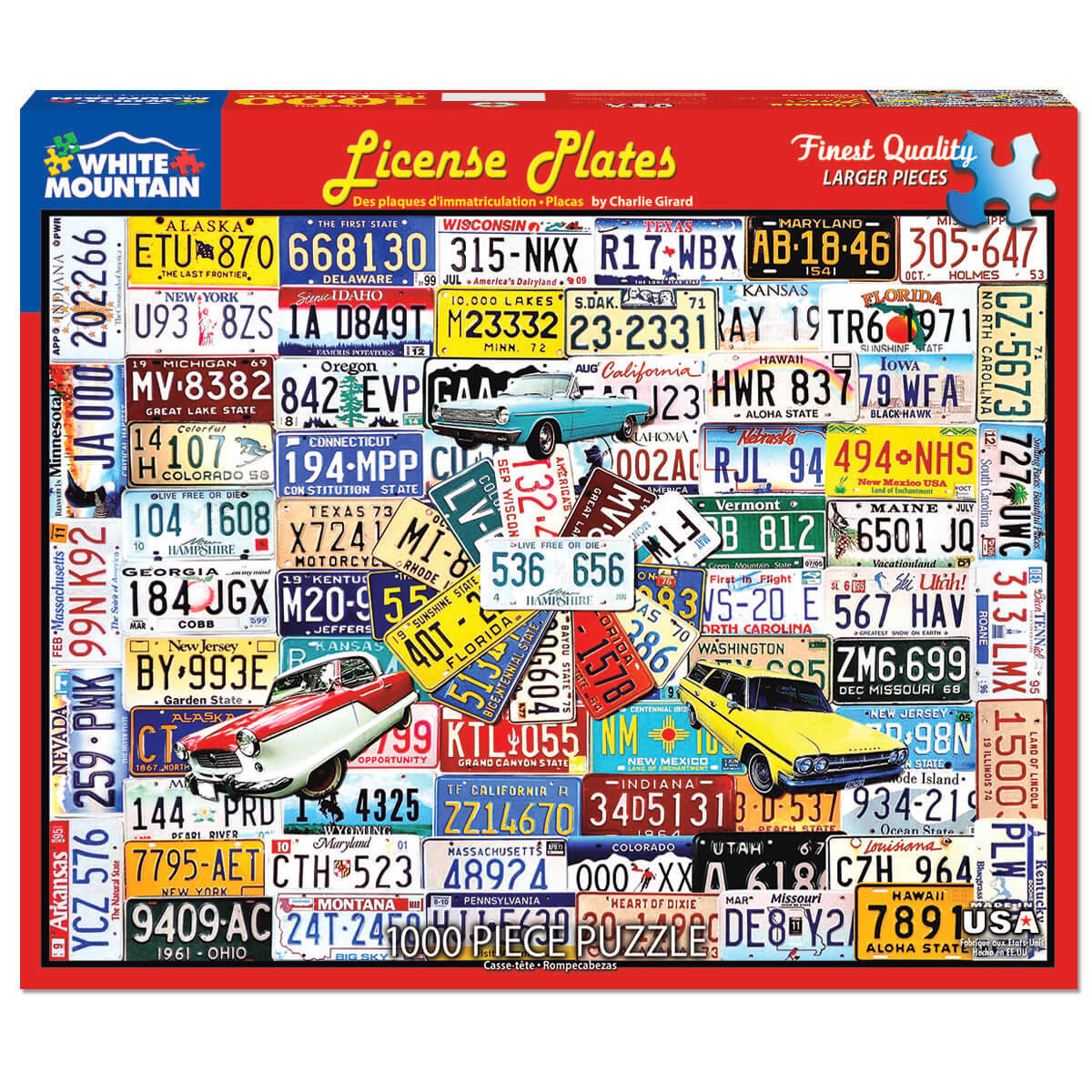 White Mountain Puzzles License Plates 1000 Piece Jigsaw Puzzle