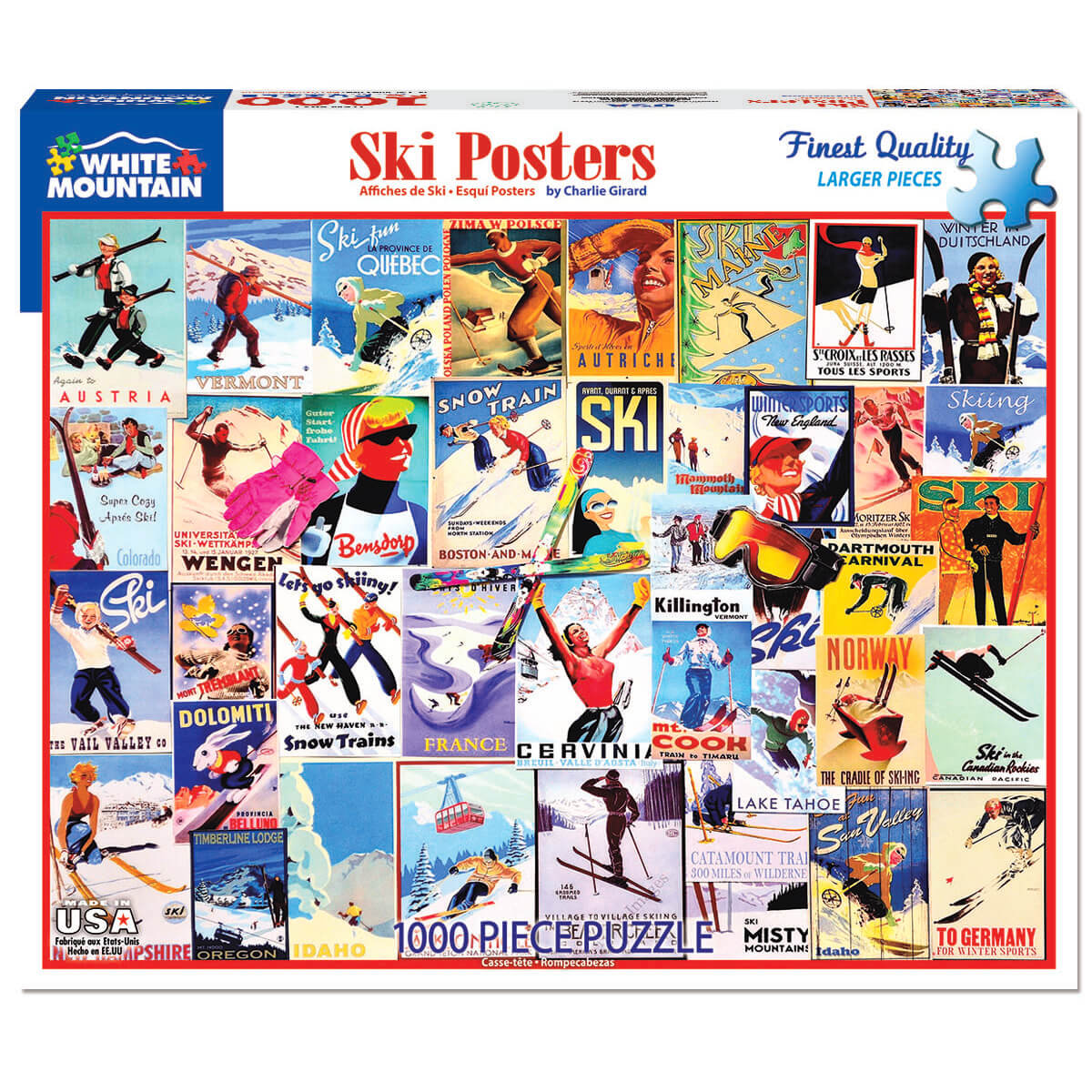 White Mountain Puzzles Ski Posters 1000 Piece Jigsaw Puzzle