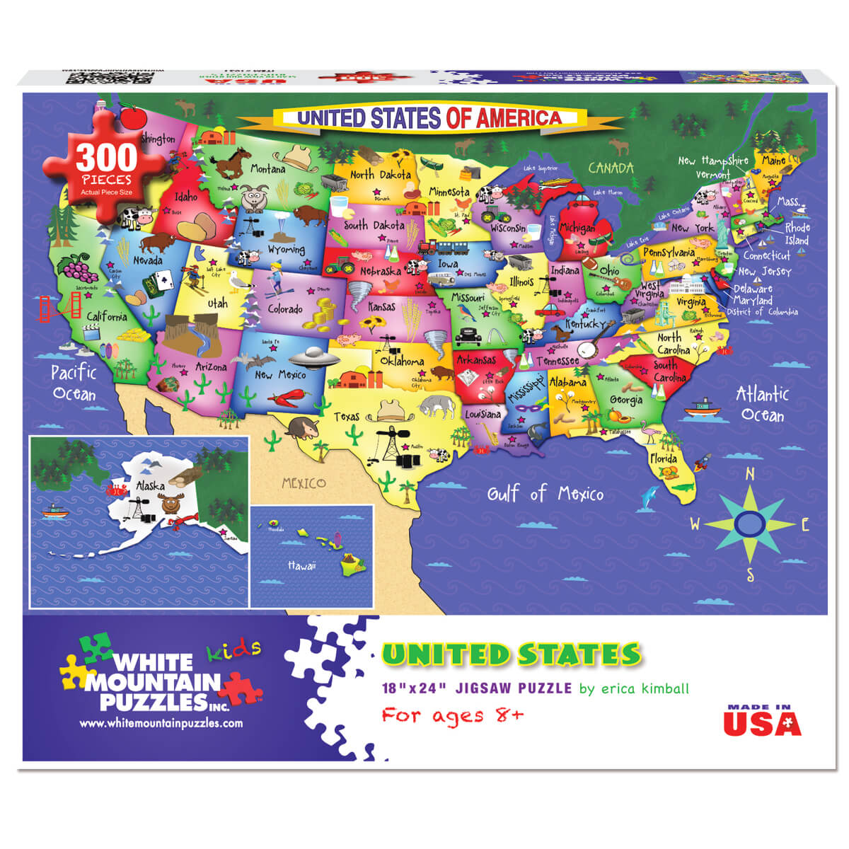 White Mountain Puzzles USA Map 300 Piece Jigsaw Puzzle