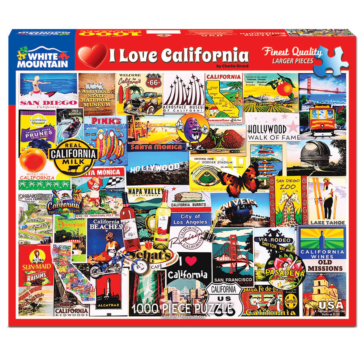 White Mountain Puzzles I Love California 1000 Piece Jigsaw Puzzle